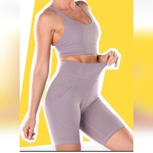 NWT Womens Running Shorts High Waist Biker Short 8" Inseam Size small purple